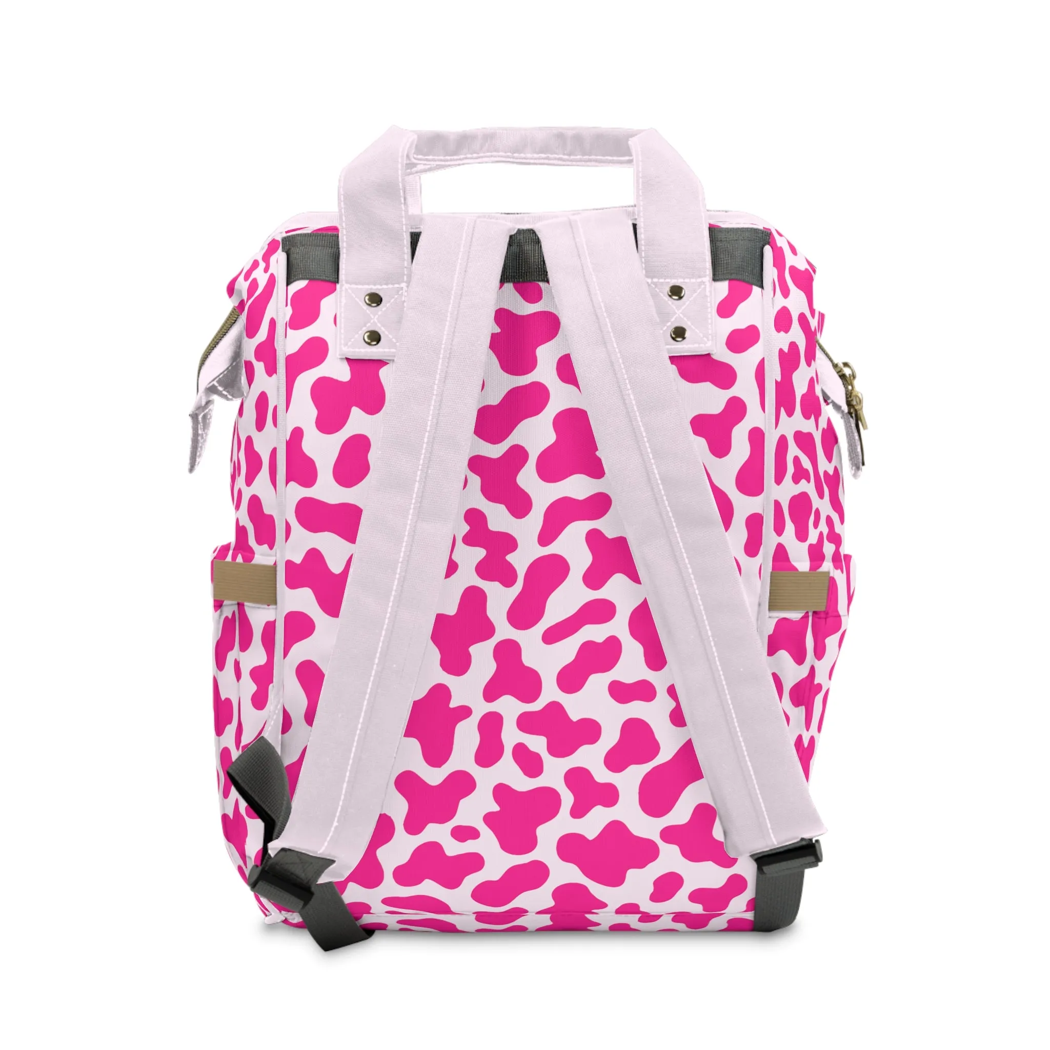 Trendy Cow Print Diaper Backpack - Durable Baby Bag with Unique Cow Pattern, Spacious Nappy Bag for Fashion-Forward Parents