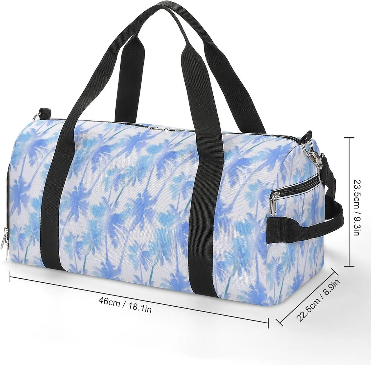 Tropical Pattern of Imitation of Palms Water Resistant Gym Bag with Shoe Compartment, Travel Duffel Tote Bag Weekender Overnight Bag for Women Men