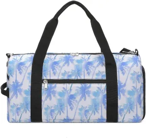 Tropical Pattern of Imitation of Palms Water Resistant Gym Bag with Shoe Compartment, Travel Duffel Tote Bag Weekender Overnight Bag for Women Men