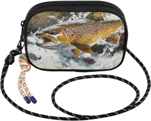 Trout Water Jump Small Crossbody Bags for Women Cell Phone Purses Shoulder Bag Handbag with Adjustable Strap