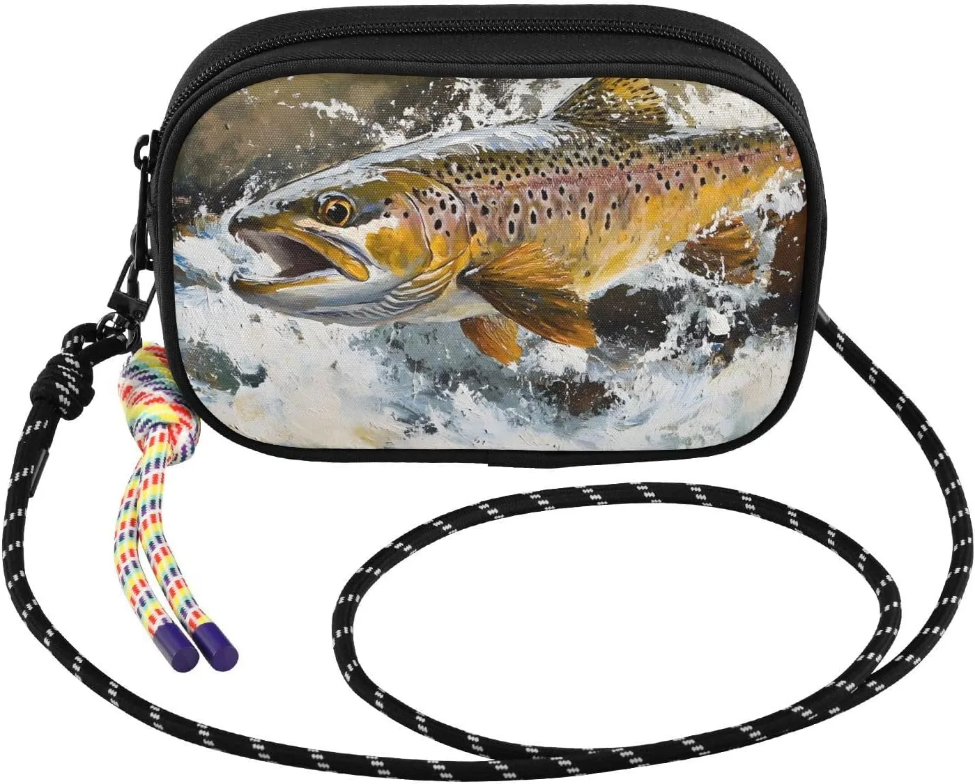 Trout Water Jump Small Crossbody Bags for Women Cell Phone Purses Shoulder Bag Handbag with Adjustable Strap