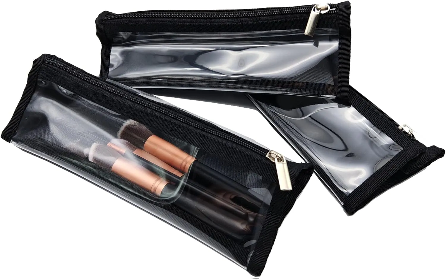 TSA Approved Clear Toiletry Shaving Bag For Traveling 4 Pack Black Transparent Vinyl Makeup Bag Foldable Tool Brush Packing Organizer Small Hygiene Bag for Travel Essentials