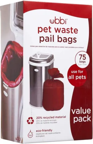 Ubbi Pet Waste Pail Bags, Cat Litter Box Cleaning Solution, 75 Count Value Pack