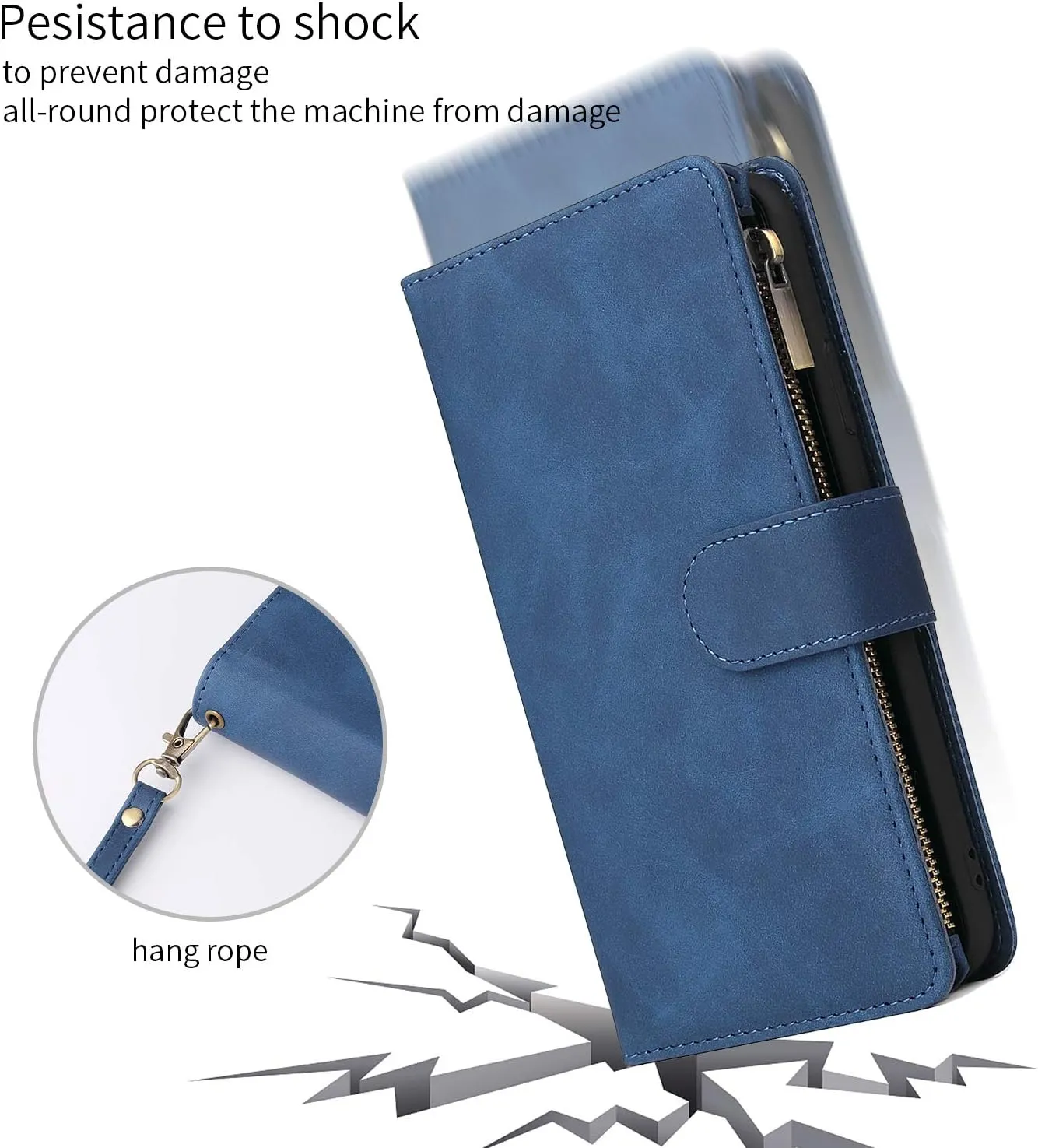UEEBAI Wallet Case for Samsung Galaxy S10, PU Leather Case Magnetic Closure Handbag Zipper Pocket Case Kickstand Card Slots with Hand Strap Marple Flip Case for Wome