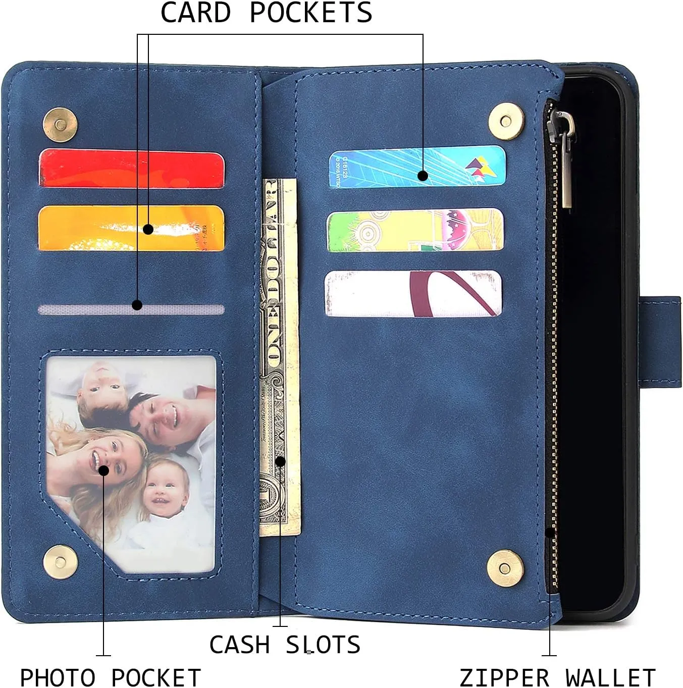 UEEBAI Wallet Case for Samsung Galaxy S10, PU Leather Case Magnetic Closure Handbag Zipper Pocket Case Kickstand Card Slots with Hand Strap Marple Flip Case for Wome