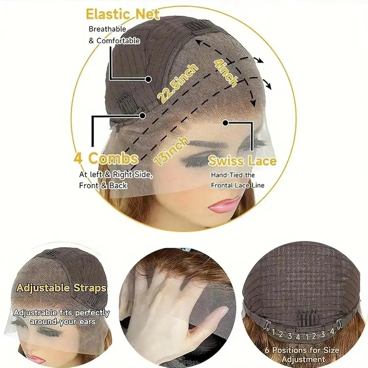 ULRICA Ombre Lace Front Wig Human Hair 26 Inch P4/27 Brown Colored Honey Blonde Wig Human Hair Wigs for Black Women Straight 13x4 HD Lace Front Wigs Human Hair Pre Plucked 180% Density Highlight Wig