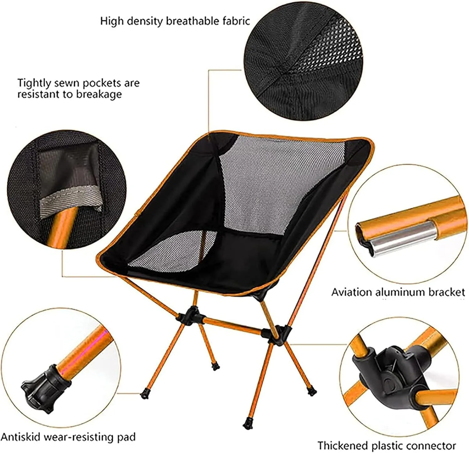 Ultra Lightweight Camping Chairs for Adults, Portable Compact Folding Backpacking Chair with Carry Bag for Outdoor, Fishing, Hiking, Beach, Picnic,Orange (Dark Blue)