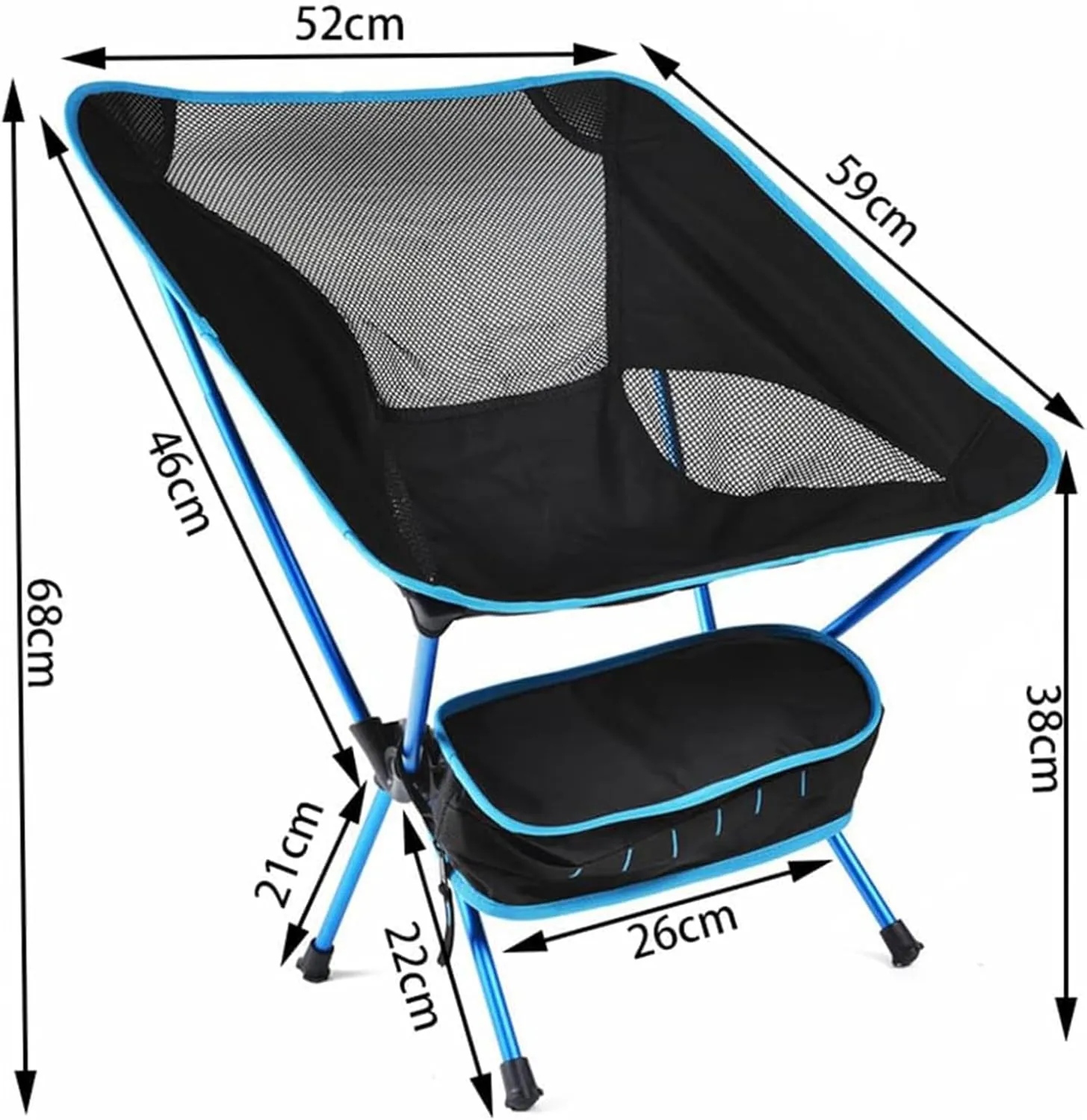 Ultra Lightweight Camping Chairs for Adults, Portable Compact Folding Backpacking Chair with Carry Bag for Outdoor, Fishing, Hiking, Beach, Picnic,Orange (Dark Blue)
