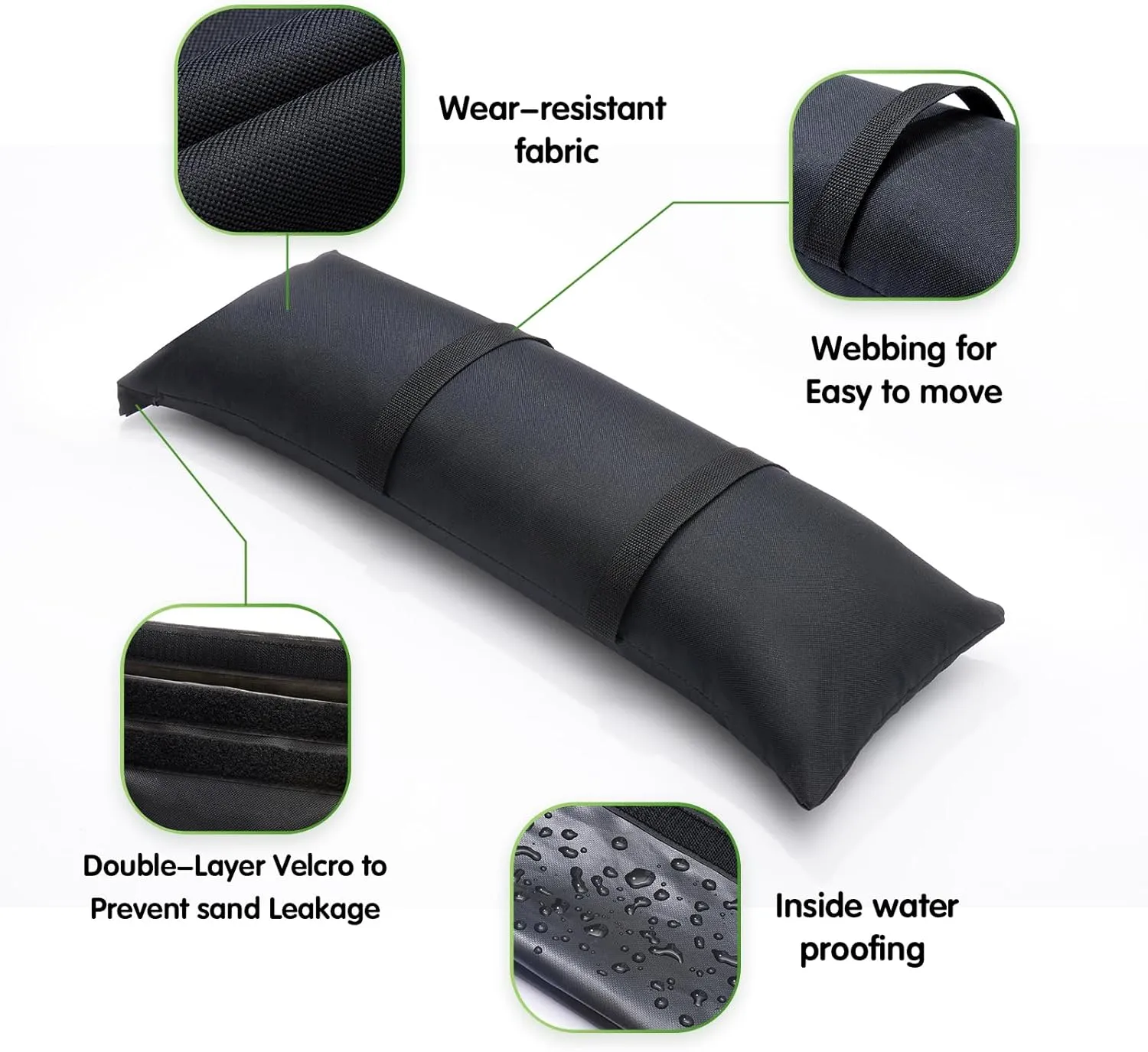 Umbrella Base Weight Sand Bags, Sand Bags for Weight, 2 x 44 LBS Fillable SandBags for Umbrella Base, Cantilever Patio Umbrella, Trampoline, Outdoor Garden Backyard Furniture(Without Sand) (2, black)