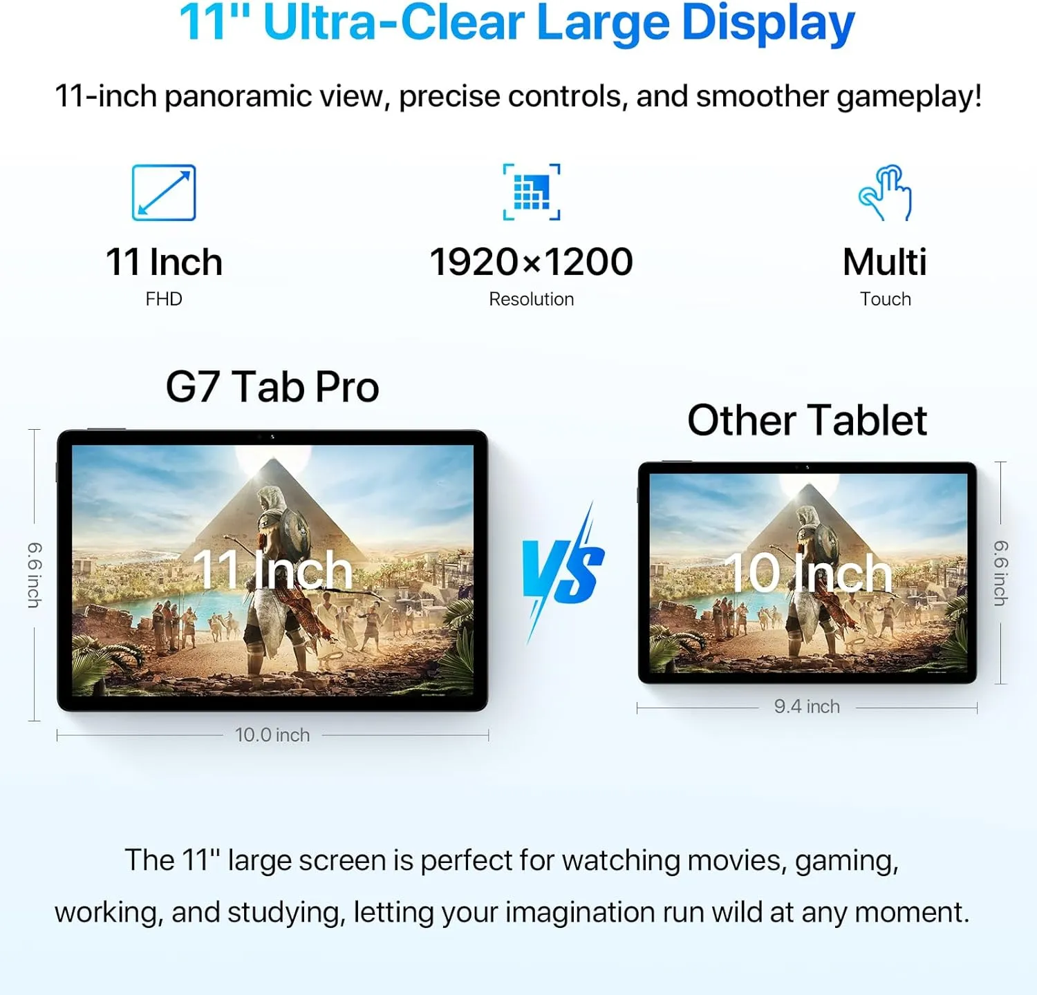 UMIDIGI MTK Helio G99 Tablet 2025,G7 Tab Pro 16GB 256GB 1TB,11 inch FHD  1920 * 1200 Unlocked Tablets,Octa-Core 2.2GHz, 8000mAh with 18W Charging 13MP 8MP 4 Speakers,4G Sim 5GHz WiFi,GPS,Face Unlock