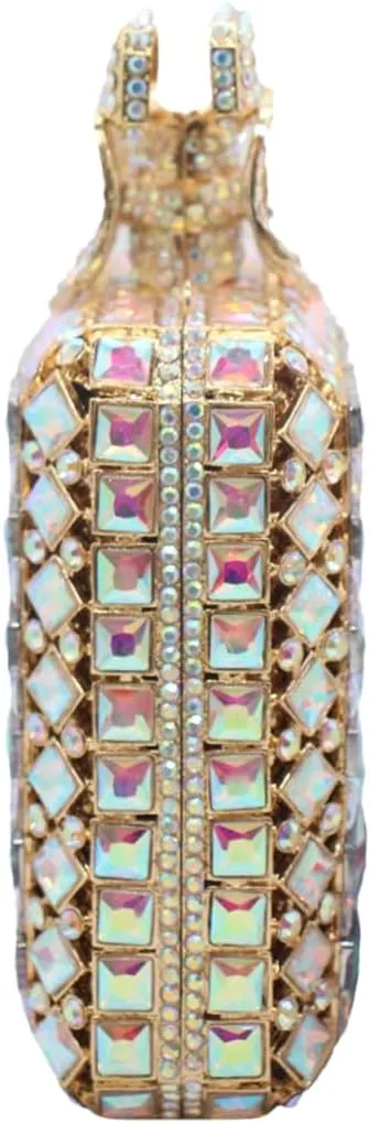 UMREN Women's Perfume Shaped Rhinestone Clutch Purses Sparkly Diamond Box Evening Bag Glitter Party Wedding Handbag