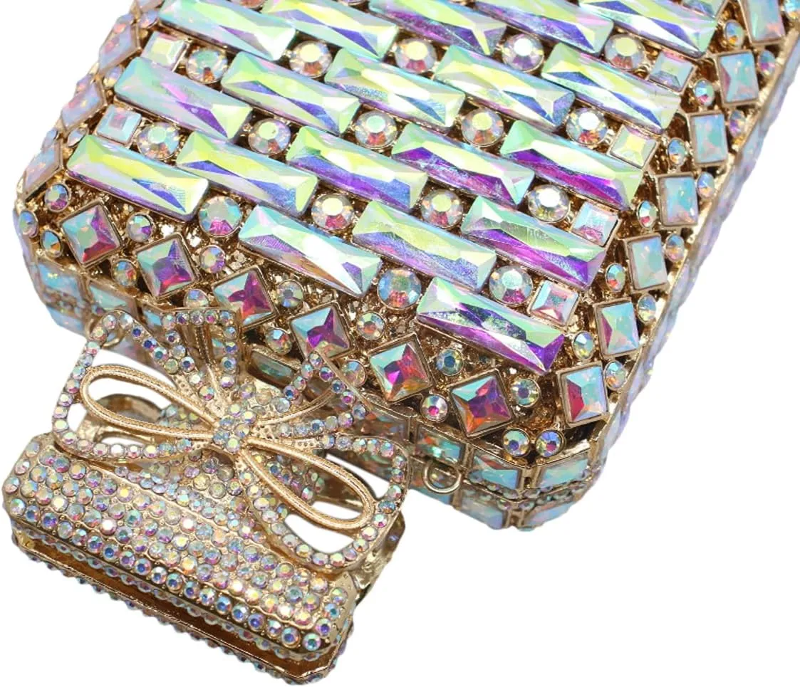 UMREN Women's Perfume Shaped Rhinestone Clutch Purses Sparkly Diamond Box Evening Bag Glitter Party Wedding Handbag