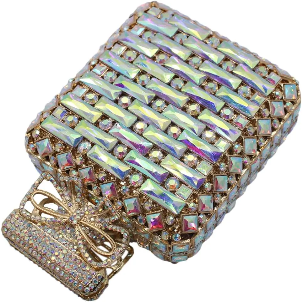 UMREN Women's Perfume Shaped Rhinestone Clutch Purses Sparkly Diamond Box Evening Bag Glitter Party Wedding Handbag