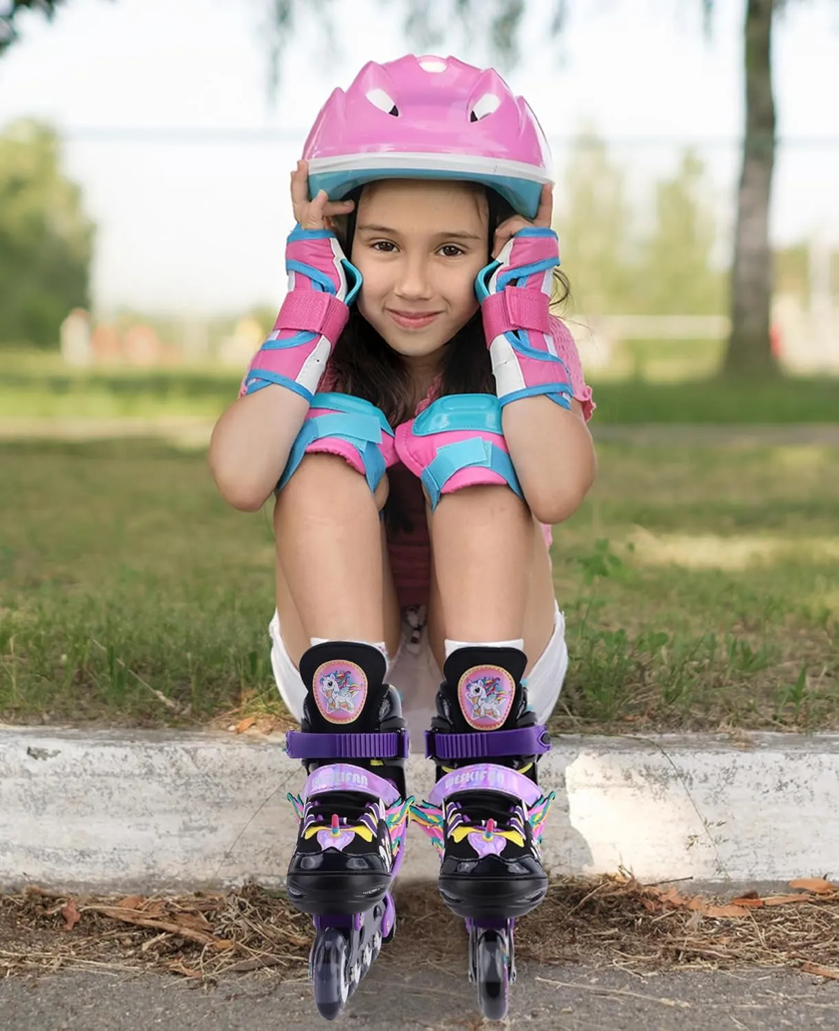Unicorn Kids Inline Skates for Girls Women,WESKIFAN Rainbow Blades Skates with Shiny Light up Wheels&Adjustable Ages 6-8-12 Year Old, Roller Skates for Birthday Xmas Gifts Toys, Patines para Niñas