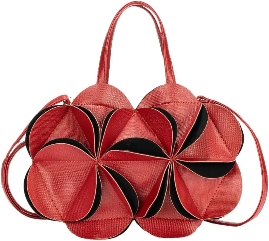 Unique Adorable Flower-Shaped Single-Shoulder & Crossbody Bag Innovative Creased Handbag Women Chic Stylish Evening Accessory