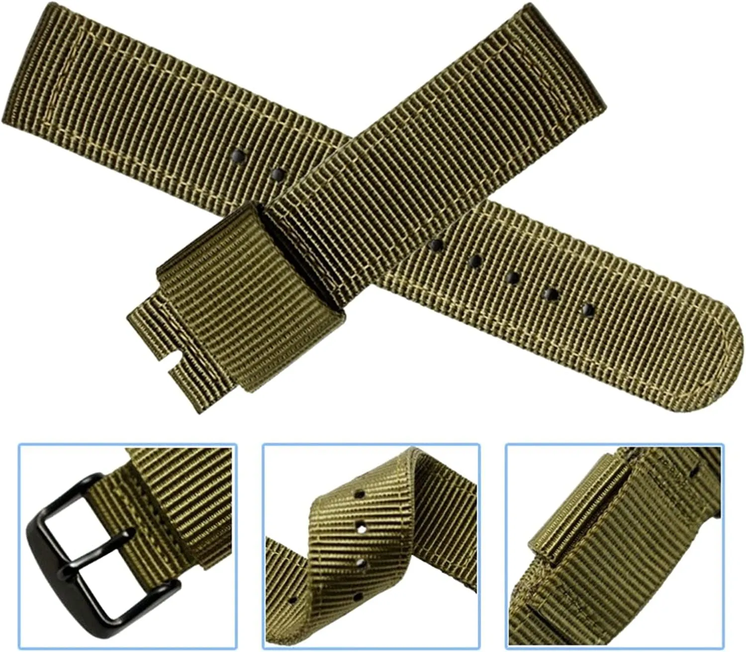 Universal Strap,18/20/22/24mm Exquisite Workmanship Nylon Canvas Men Sport Watch Band for Classic Analogue Watch