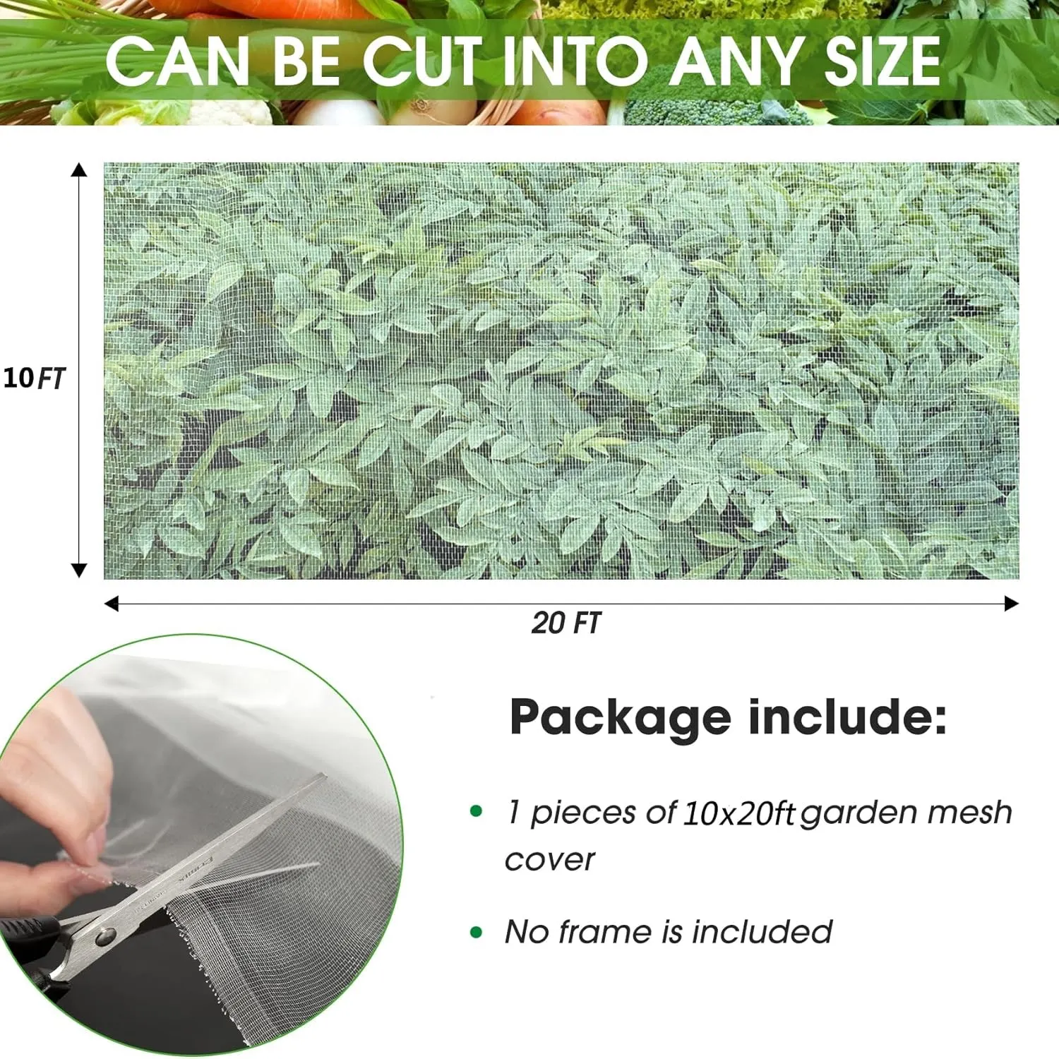 Unves 10'x20' Garden Netting, Mosquito Bird Netting Mesh for Vegetable Fruits Tree Protections, Plant Covers Insect Mesh Net Pest Barrier Protect Garden Plant from Birds Bugs
