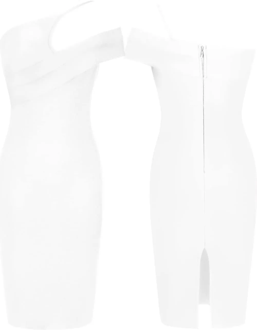 UONBOX Women's Cut Out One Shoulder Sleeveless Split Club Party Fashion Bandage Dress