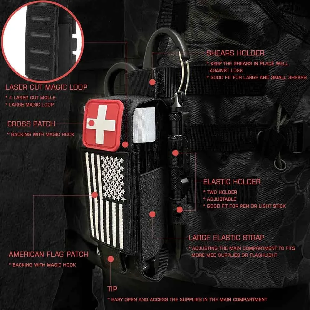 Upgrade 1000D Laser Cut Molle Tourniquet Holder, Heavy Duty Tactical Molle Tourniquet Pouch Holder