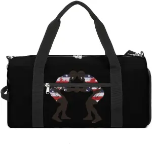 US Flag Wrestling Sports Gym Bag for Men Women Travel Duffel Bag with Shoulder Strap