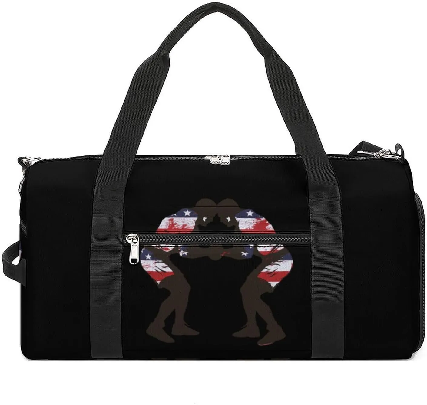 US Flag Wrestling Sports Gym Bag for Men Women Travel Duffel Bag with Shoulder Strap