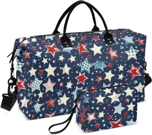 Us July 14th Travel Duffle Bag Duffel Bags Weekender Bag Tote Gym Bag Overnight Duffle Bag Carry On Luggage Bags with Toiletry Bag for Women Men Adults Airplanes Ttrip Yoga Sports