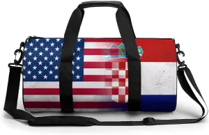 U.S.A. Croatian Flag Gym Bag Sports Duffle Bags for Men Women Travel Swimming Fitness with Shoe And Wet Compartment