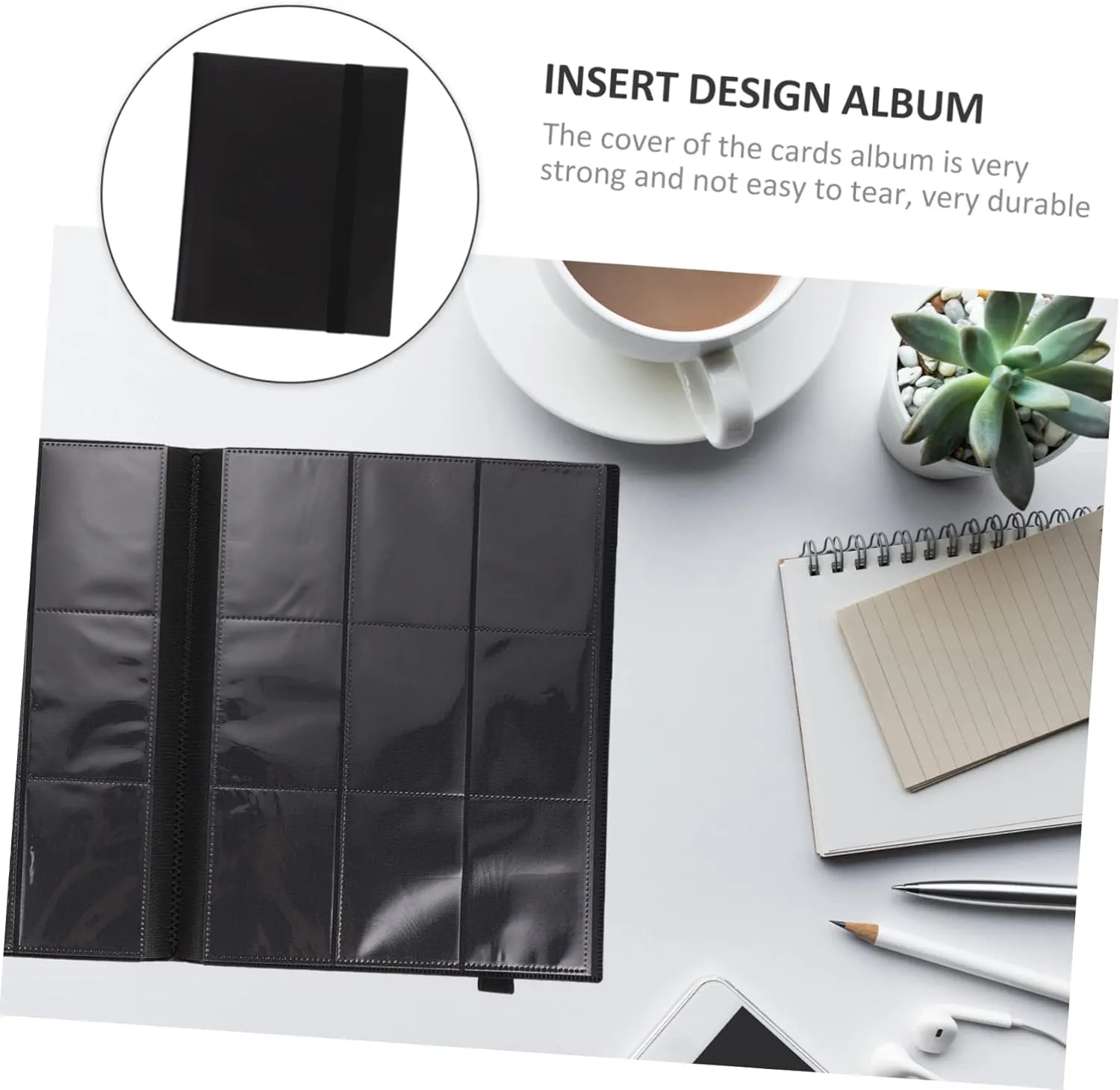 Vaguelly Convenient Cards Collection Book Sports Card Storage Binder Insert Design Protection Compact Lightweight Album Black
