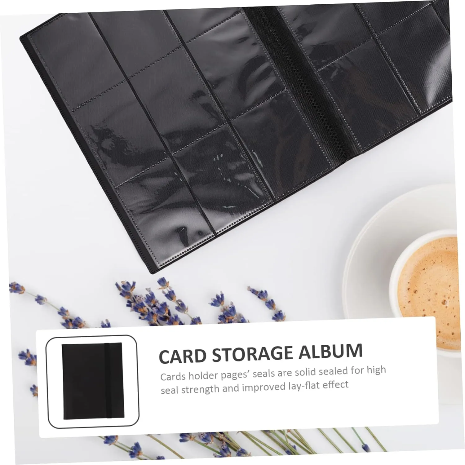 Vaguelly Convenient Cards Collection Book Sports Card Storage Binder Insert Design Protection Compact Lightweight Album Black