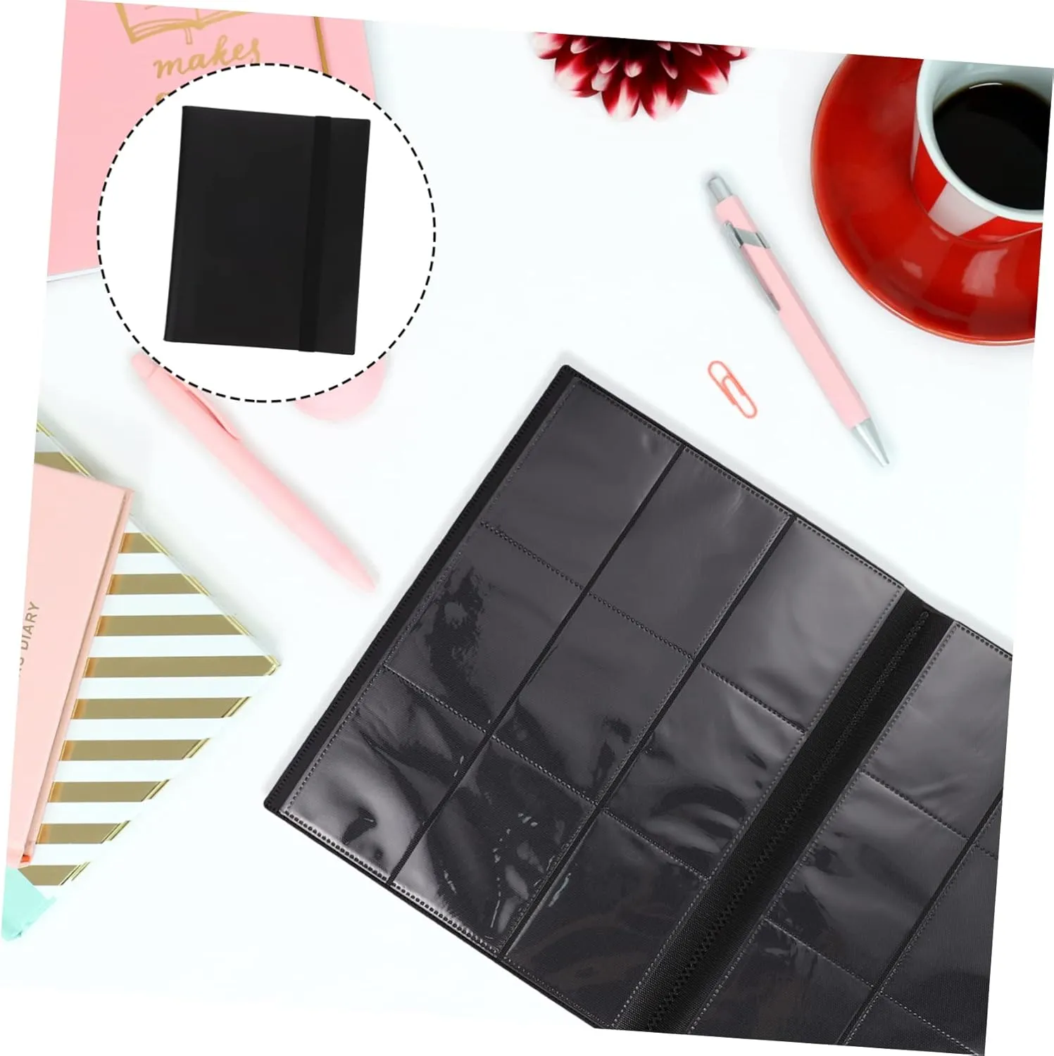 Vaguelly Convenient Cards Collection Book Sports Card Storage Binder Insert Design Protection Compact Lightweight Album Black