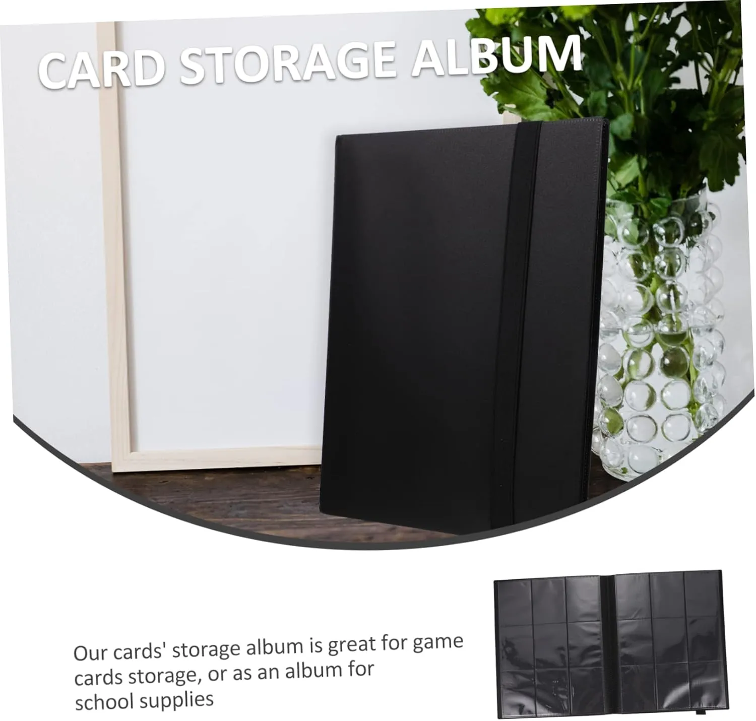 Vaguelly Convenient Cards Collection Book Sports Card Storage Binder Insert Design Protection Compact Lightweight Album Black