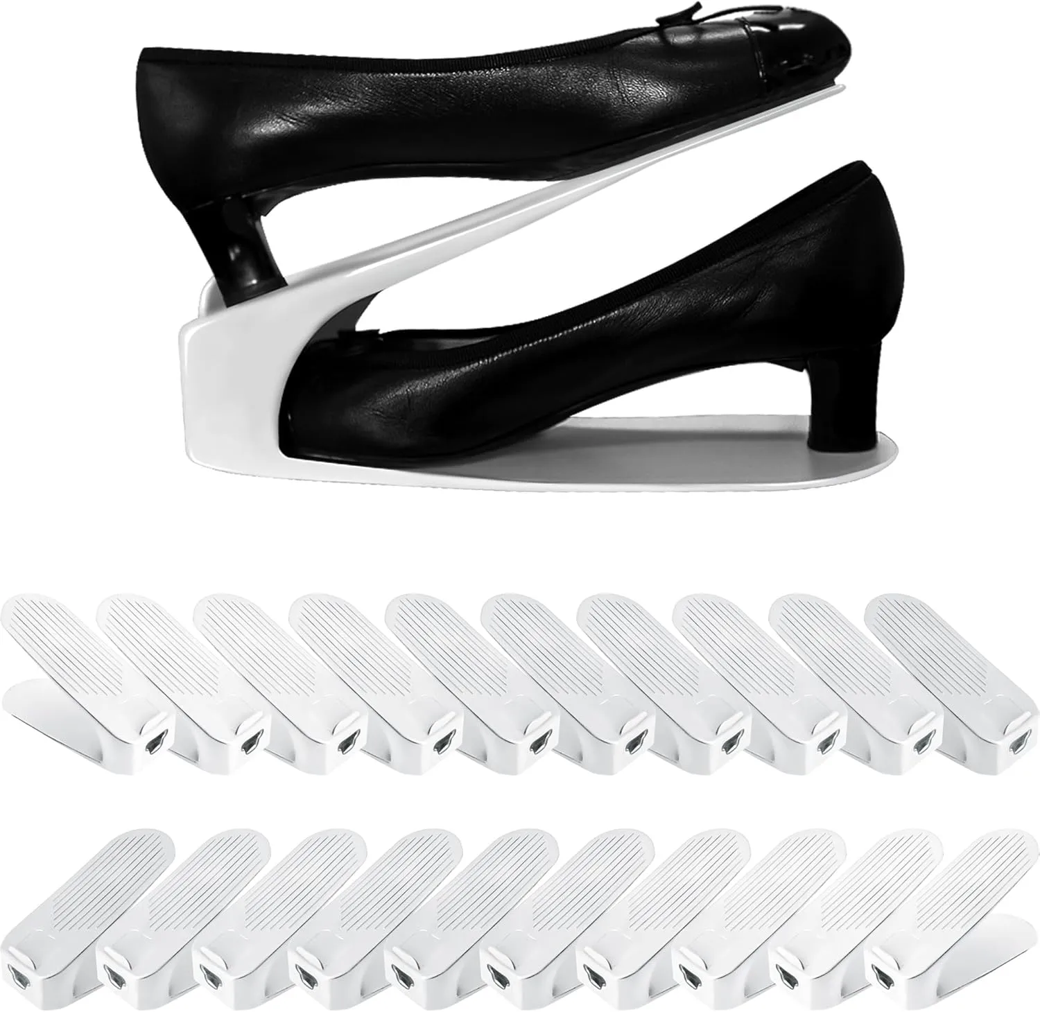 Value Pack Shoe Slot Organizer 20-Piece Space-Saving Shoe Holders for Maximum Storage (20, White)