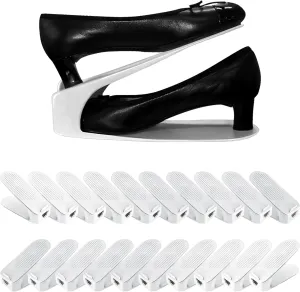 Value Pack Shoe Slot Organizer 20-Piece Space-Saving Shoe Holders for Maximum Storage (20, White)
