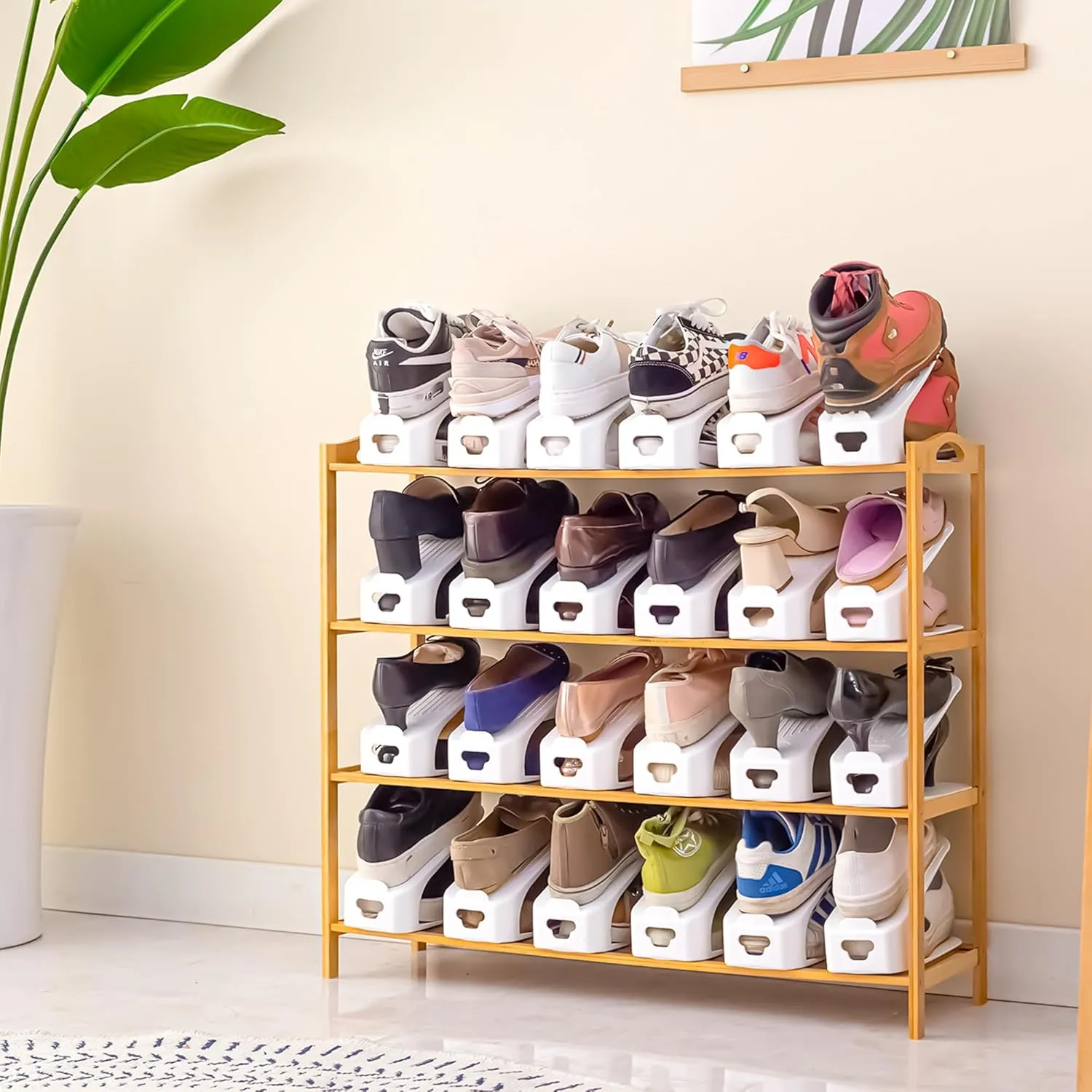 Value Pack Shoe Slot Organizer 20-Piece Space-Saving Shoe Holders for Maximum Storage (20, White)