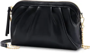 VASCHY Clutch Purse for Women,Fashion Ruched Vegan Leather Small Formal Evening Handbag Crossbody Shoulder Bag Wedding,Party