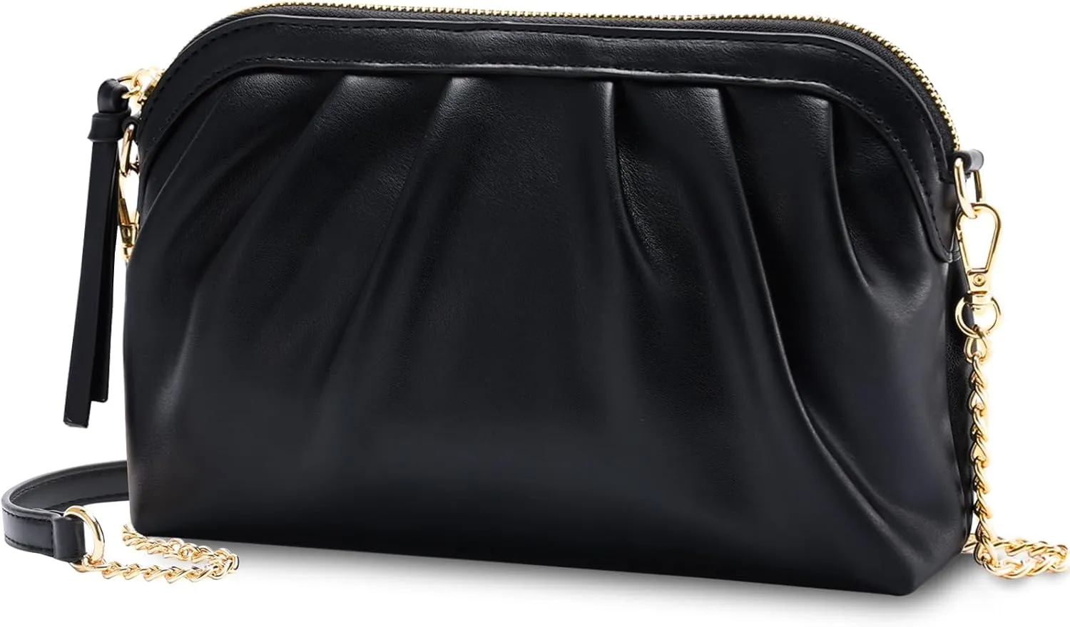 VASCHY Clutch Purse for Women,Fashion Ruched Vegan Leather Small Formal Evening Handbag Crossbody Shoulder Bag Wedding,Party