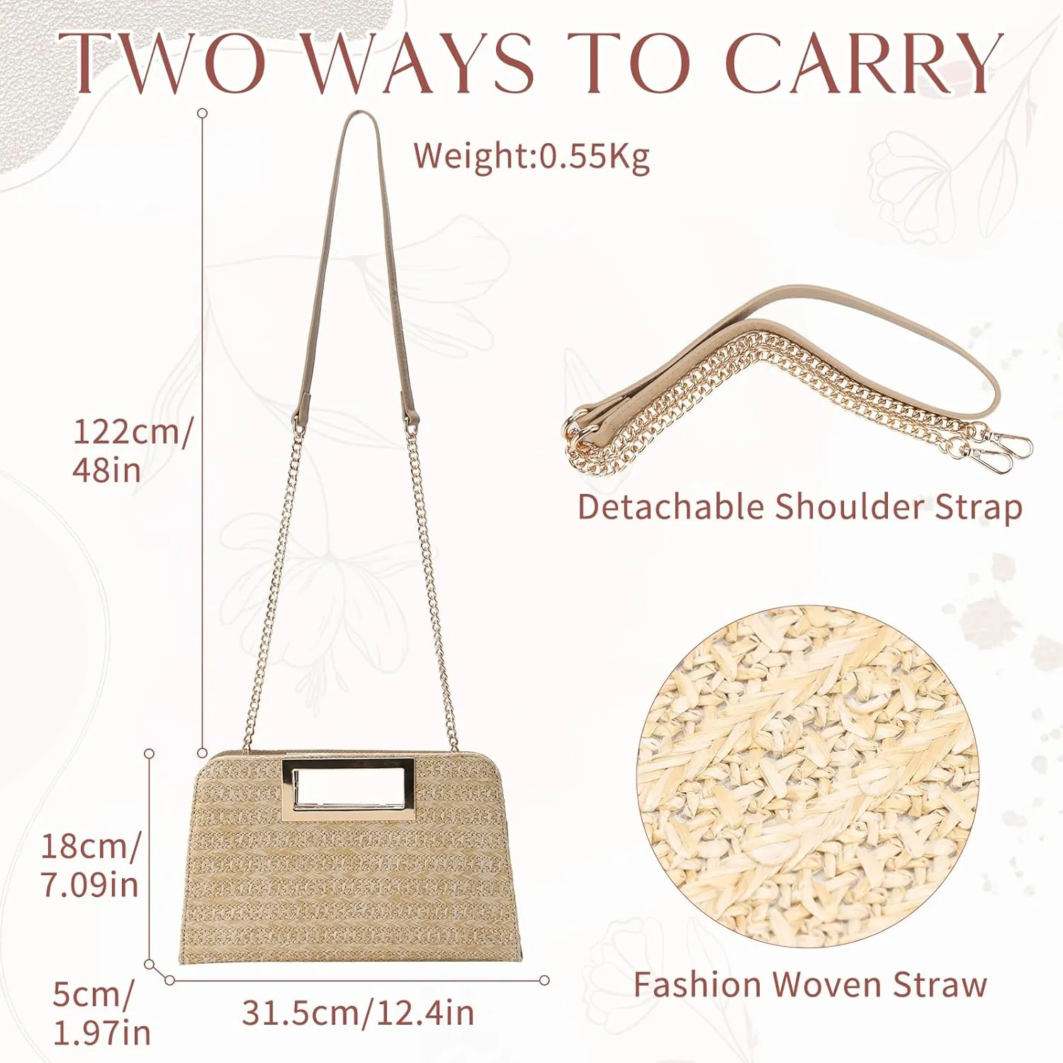 VASCHY Clutch Purse for Women,Fashion Vegan Leather Cut-Out Handle Evening Handbag Crossbody Shoulder Bag for Wedding,Party