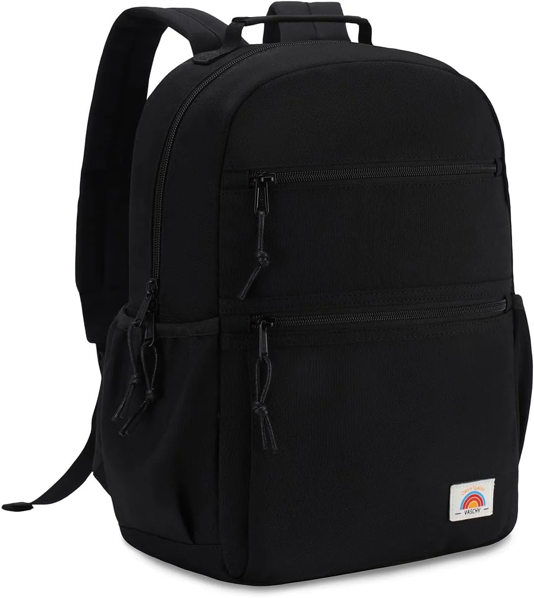 VASCHY Toddler Backpack, Boys Lightweight Plain Color-block Small Kids Backpack Bookbag for Preschool/Kindergarten/Daycare/Travel Black