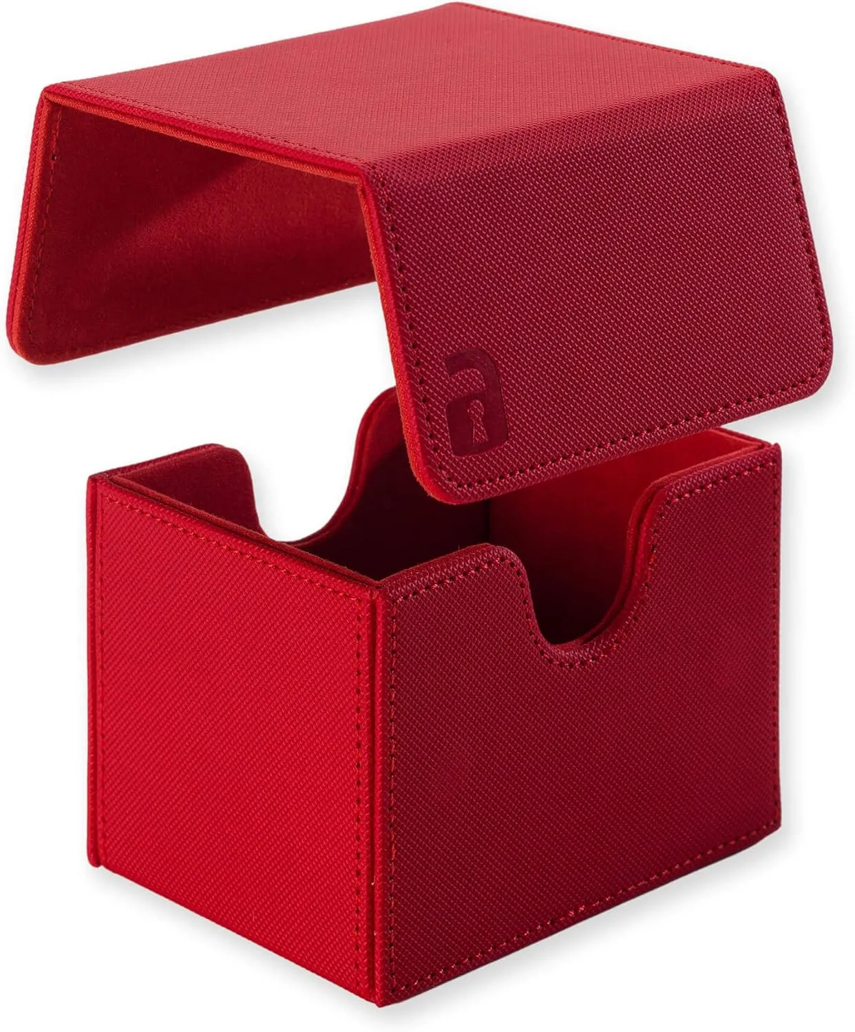 Vault X Trading Card Sideloading Deck Box, 100  sleeved cards, Premium Exo-Tec Material, Card Holder Storage Box, Detachable Magnetic Lid, for MTG Commander Game, TCG (Red)
