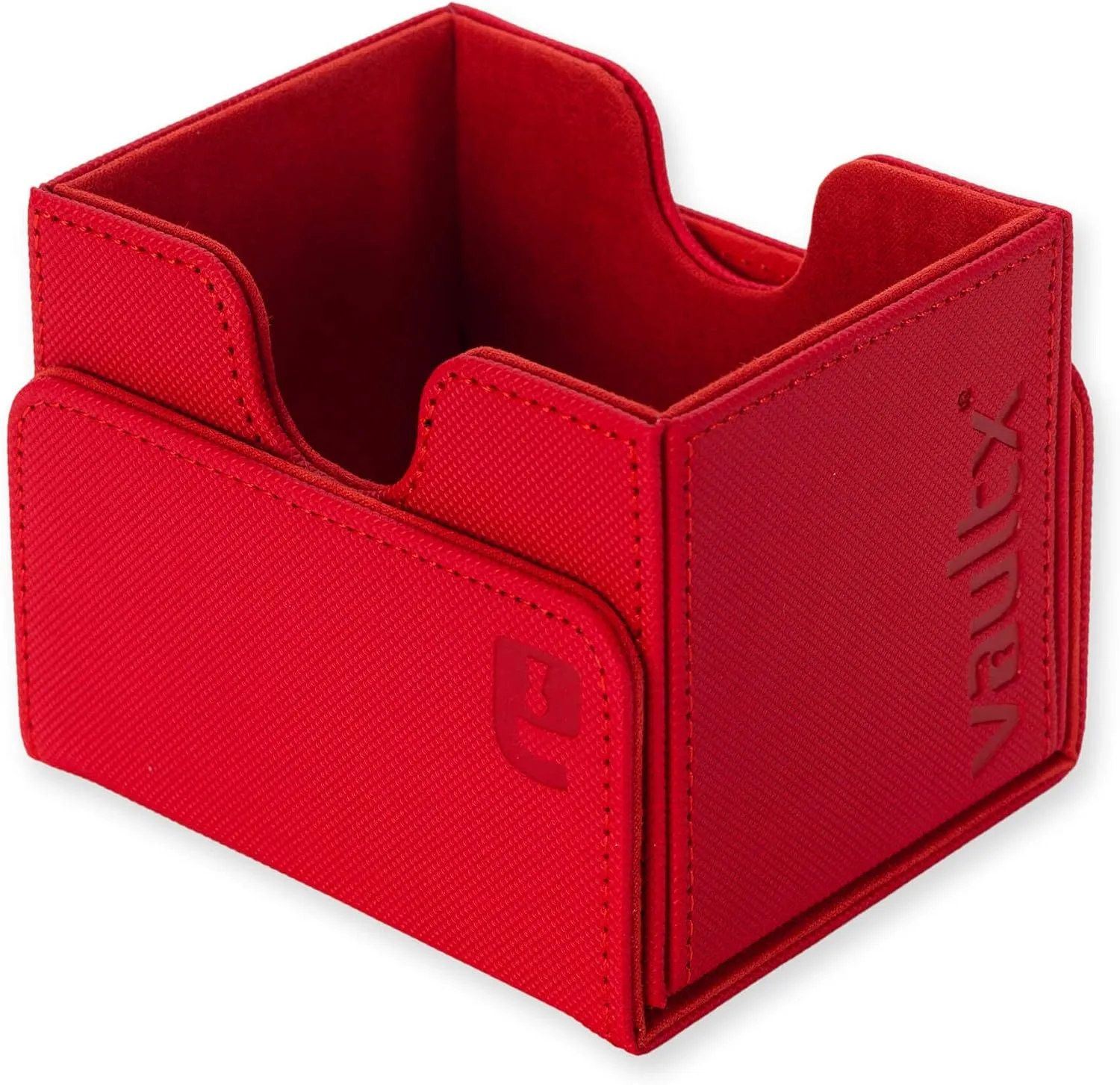 Vault X Trading Card Sideloading Deck Box, 100  sleeved cards, Premium Exo-Tec Material, Card Holder Storage Box, Detachable Magnetic Lid, for MTG Commander Game, TCG (Red)