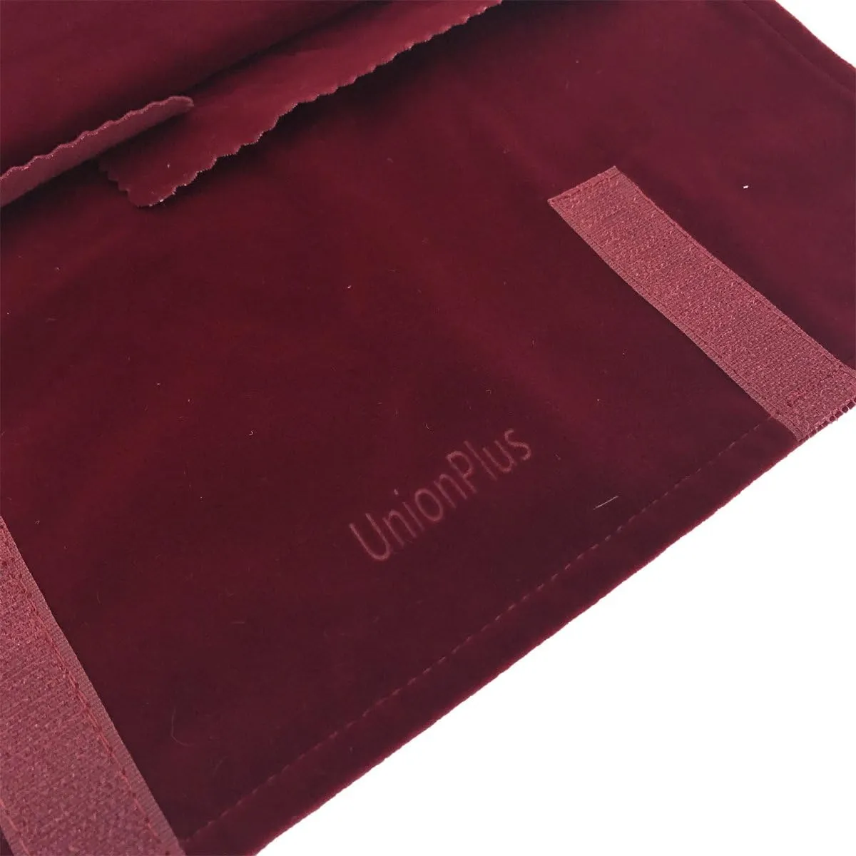 Velvet Travel Jewelry Roll Bag Organizer for Necklace, Elastic Band and Anti-winding, Burgundy