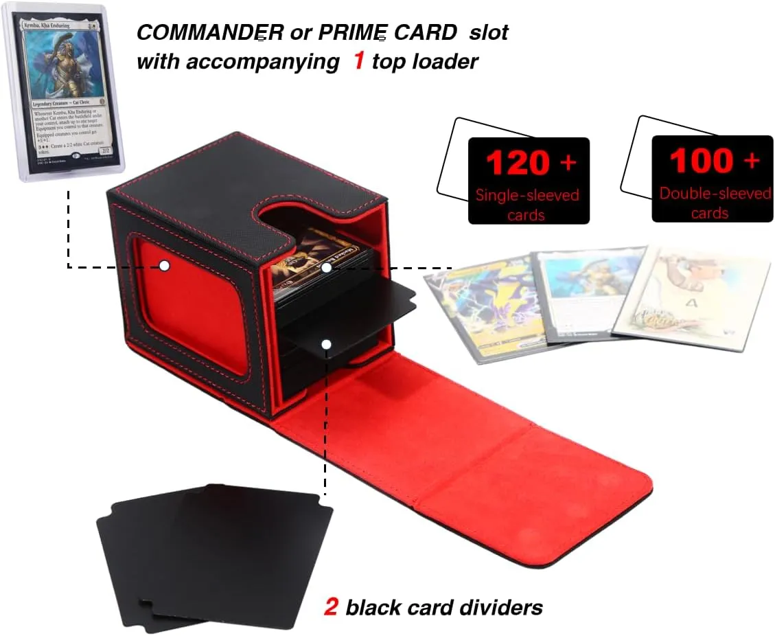 Venssu Commander Deck Box, Fits 100 Double Sleeved Cards, TCG Card Storage Box (Pink and Grey, 1 Window)