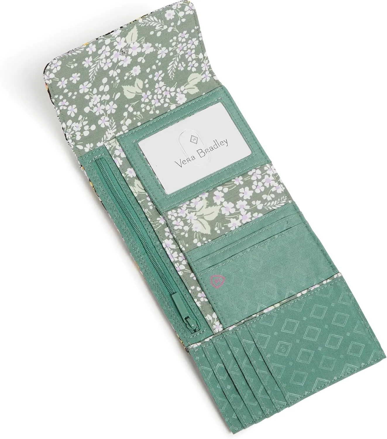 Vera Bradley Iconic RFID Riley Compact Wallet, Signature Cotton, Daisies White