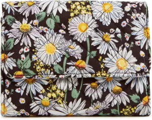 Vera Bradley Iconic RFID Riley Compact Wallet, Signature Cotton, Daisies White