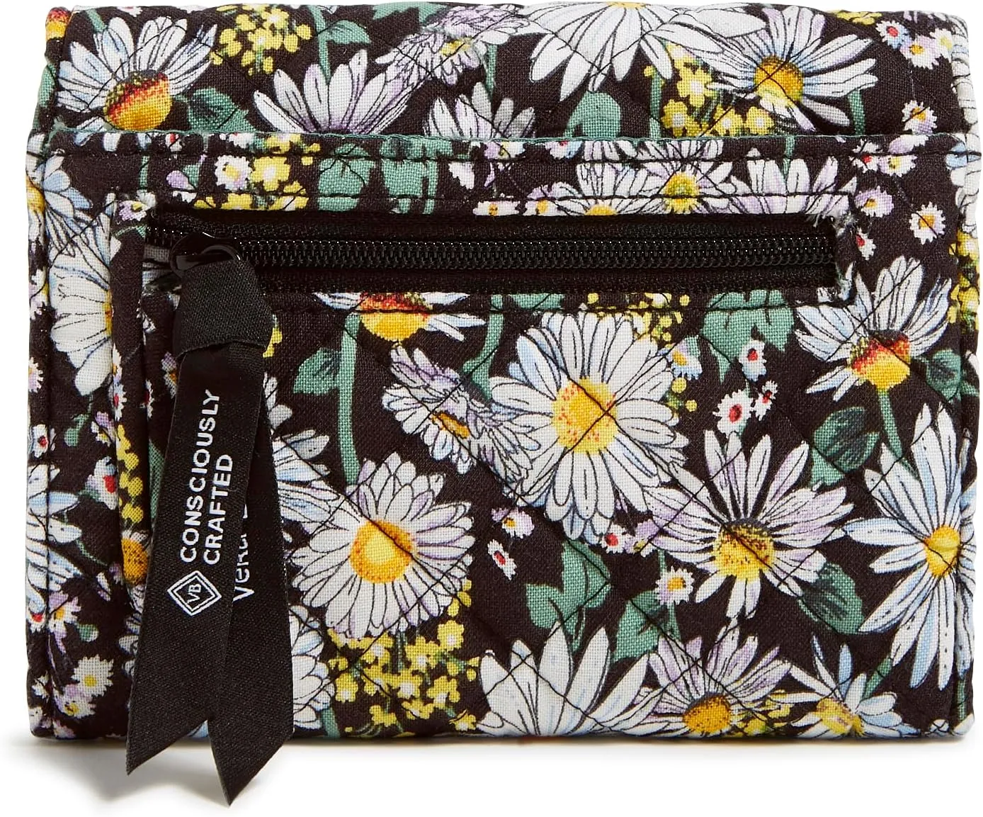 Vera Bradley Iconic RFID Riley Compact Wallet, Signature Cotton, Daisies White