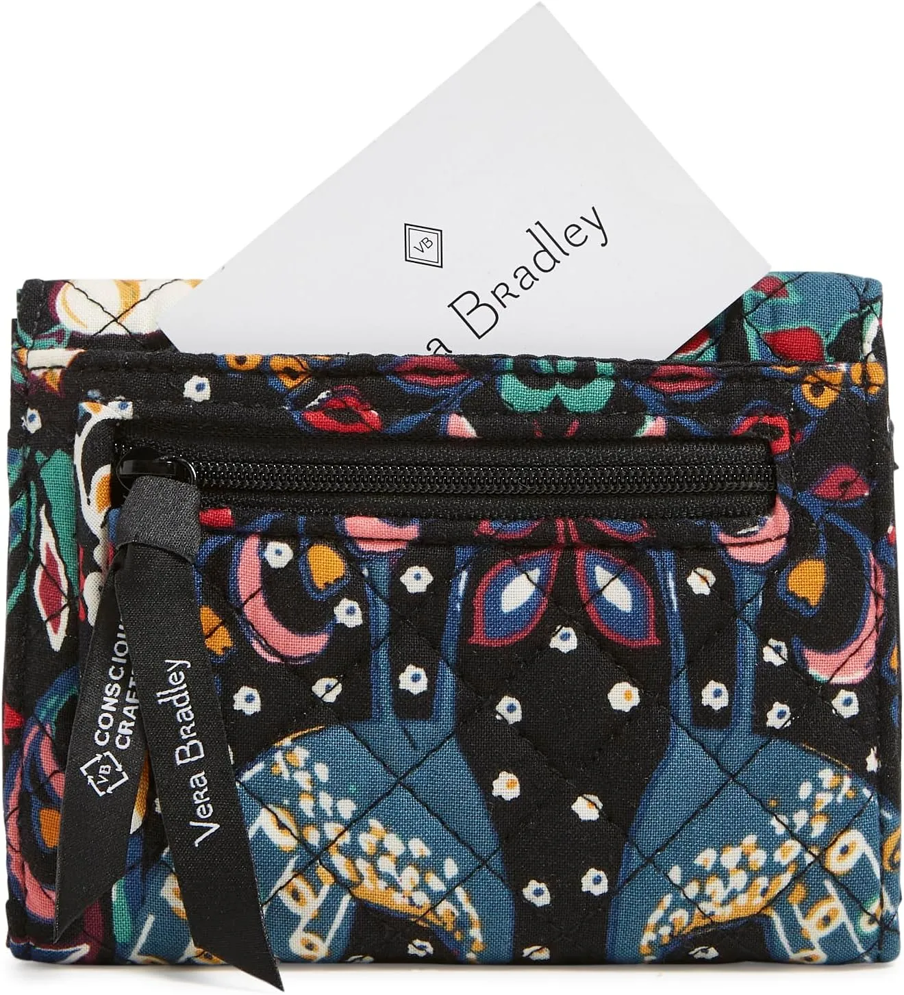 Vera Bradley Women's Cotton Riley Compact Wallet With Rfid Protection, Enchantment, One Size