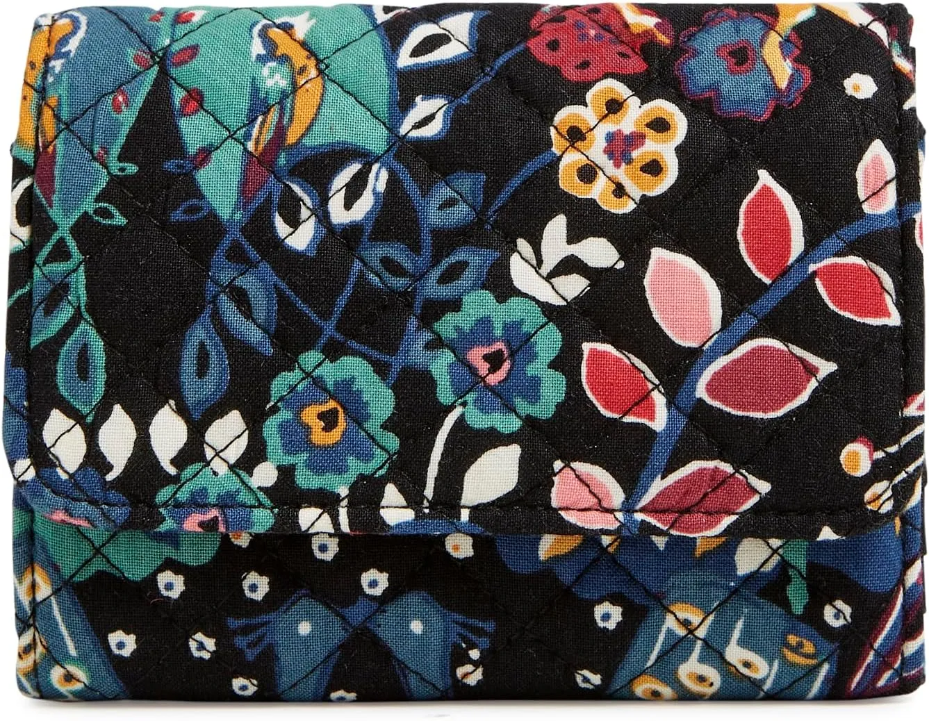Vera Bradley Women's Cotton Riley Compact Wallet With Rfid Protection, Enchantment, One Size