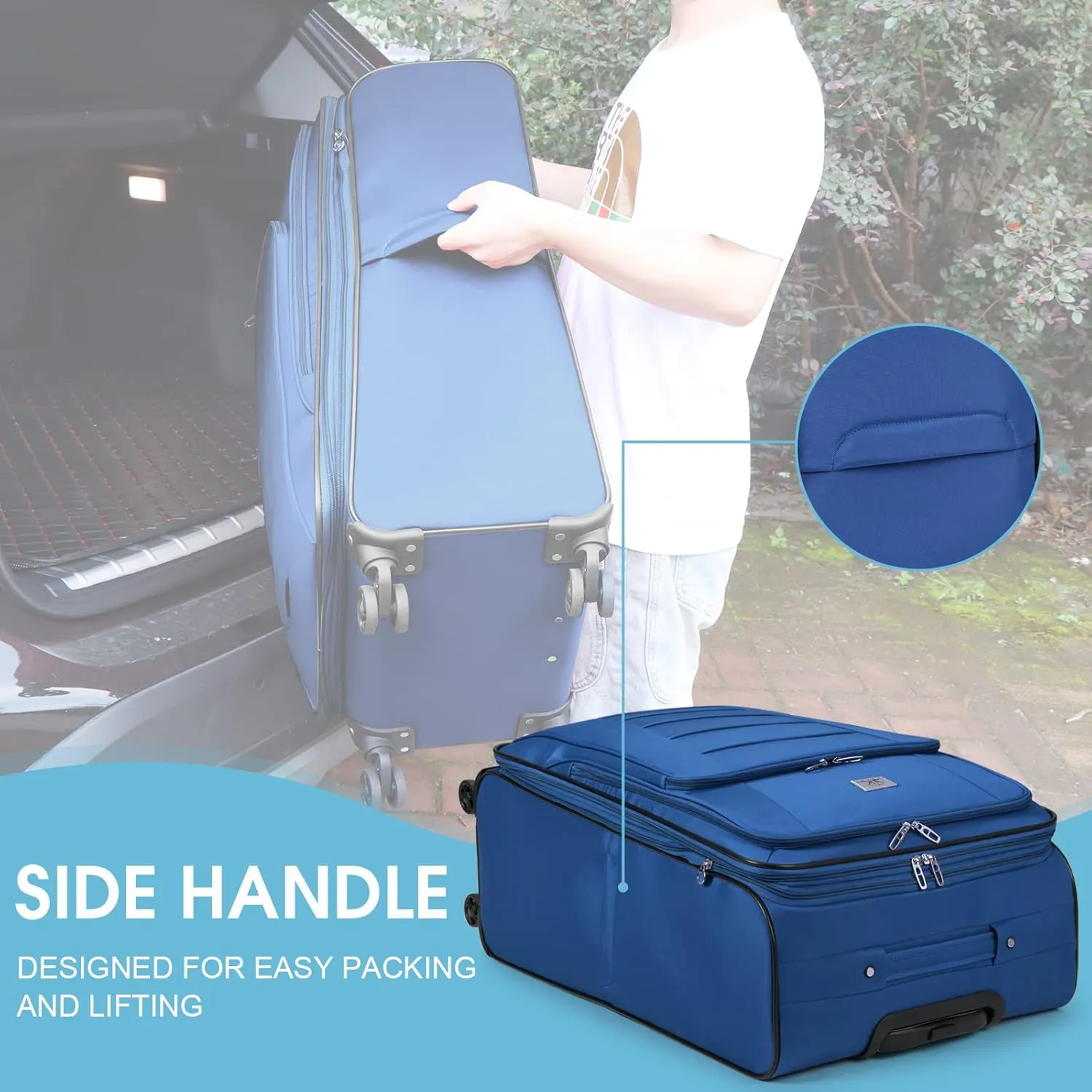 Verdi Travel Softside 24 Inch Luggage with Spinner Wheels Lightweight Expandable Medium Suitcase 8-wheel Spinners