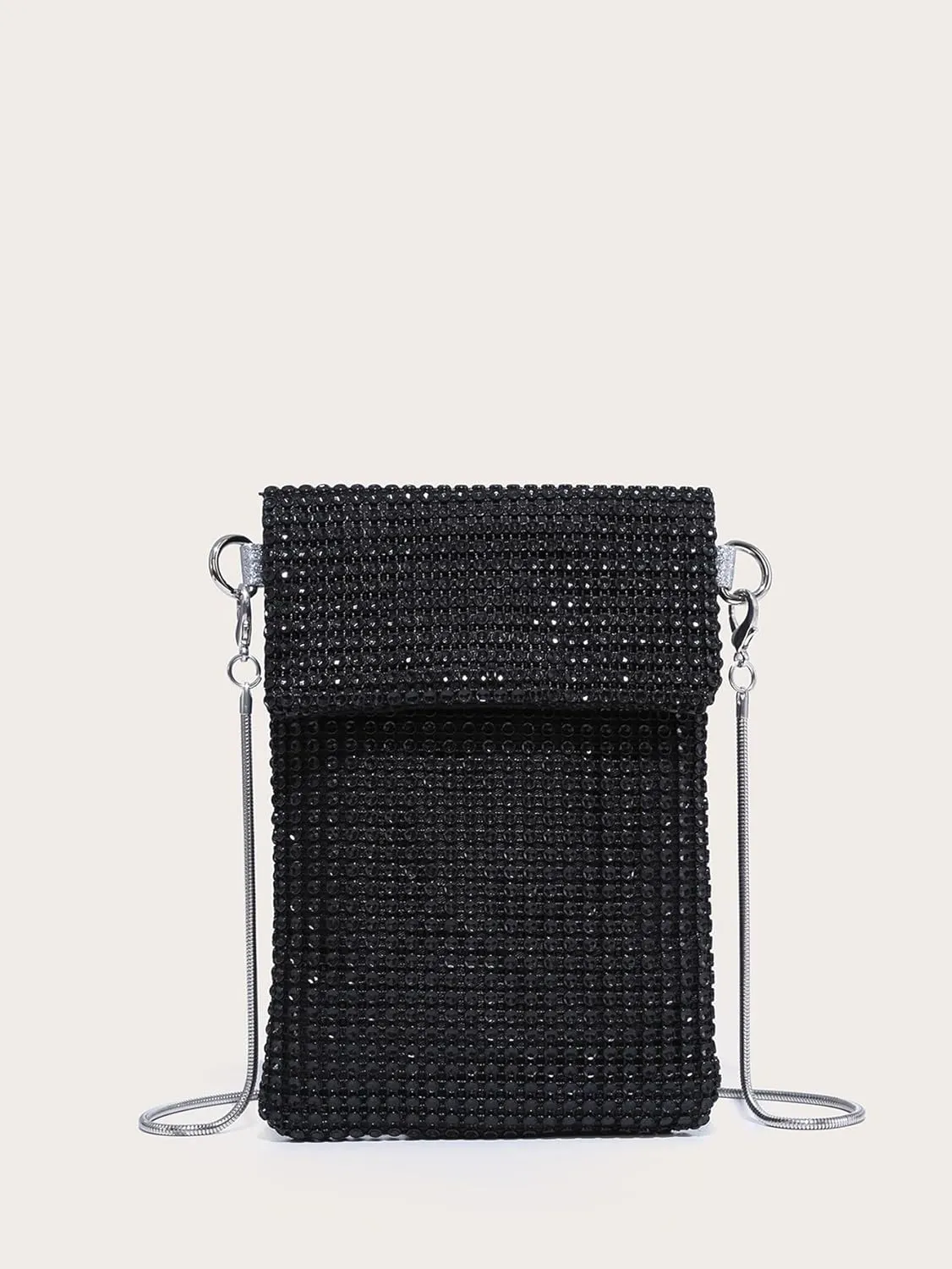 Verdusa Women's Crossbody Bag Glitter Rhinestone Evening Bag Purse Sequin Wedding Handbag