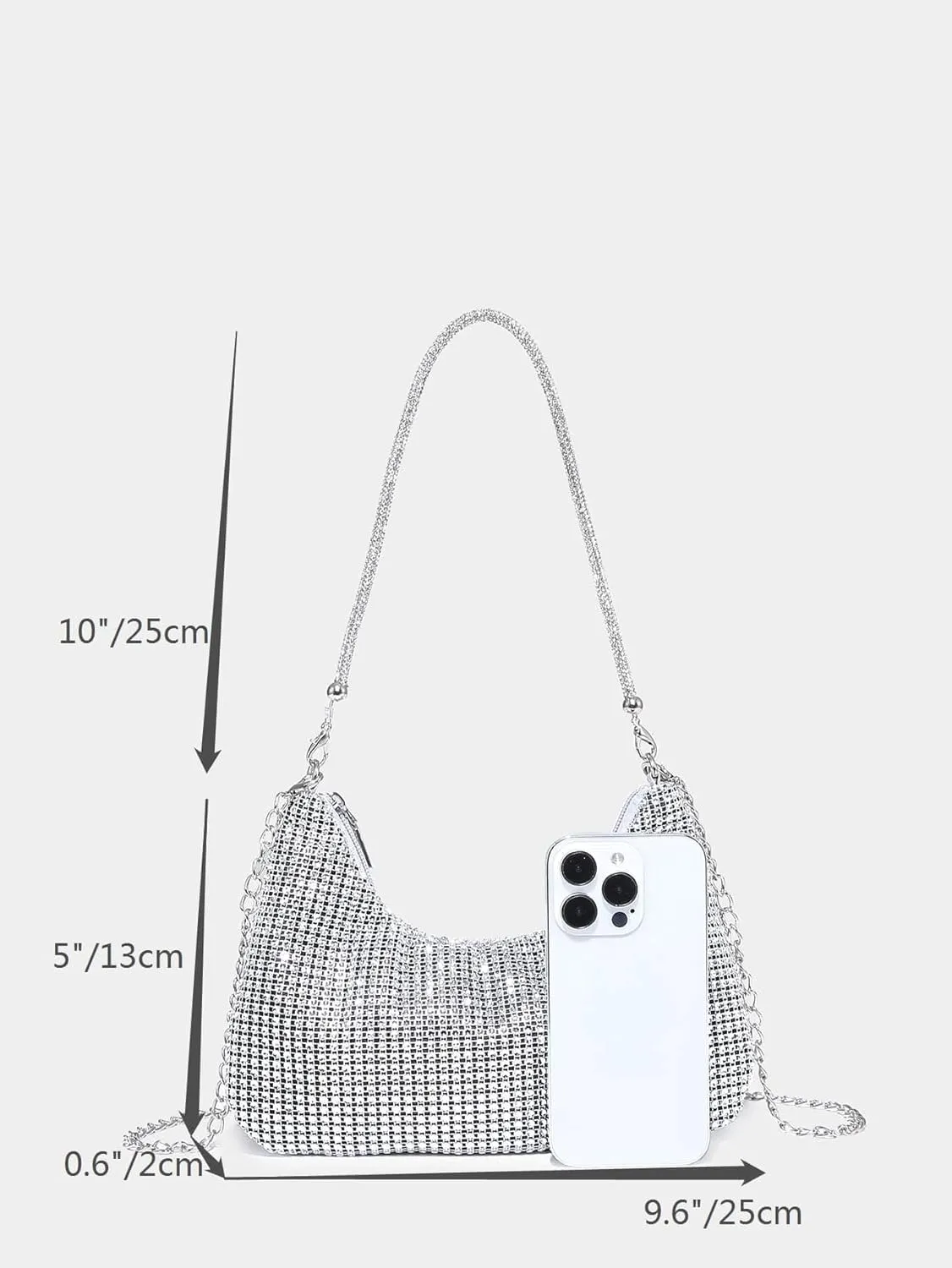 Verdusa Women's Rhinestone Clutch Purses Wedding Shiny Evening Bags Glitter Shoulder Bag Party Prom Hobo Handbag